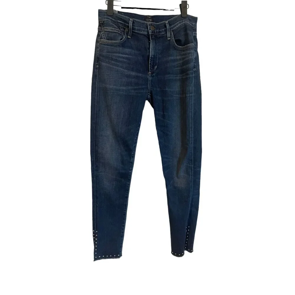 Citizens Of Humanity Womens Blue Denim Rocket High Rise Skinny Jeans Size 27